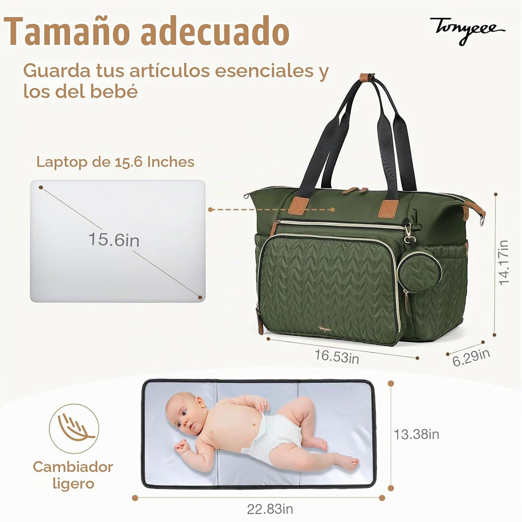 Tonyeee Bolsa de Pañales Tipo Tote, Bolsas Grandes para Pañales de...