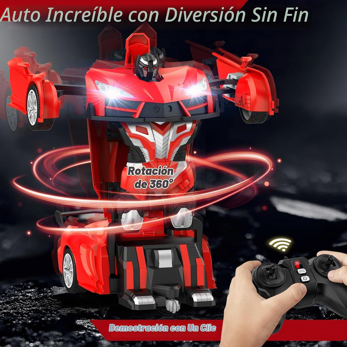 Qumcou Coche de Control Remoto Transformable 1:16, Juguetes para ni...