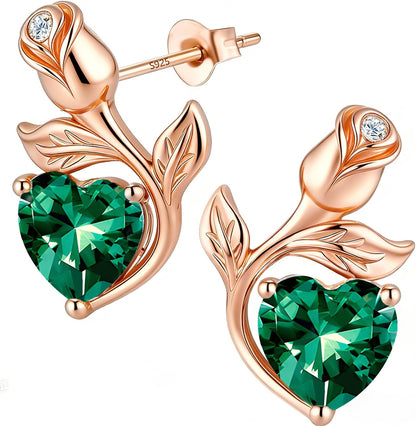 JACUPO Aretes de tuerca con piedra natal de corazón rosa de 0.8 qui...