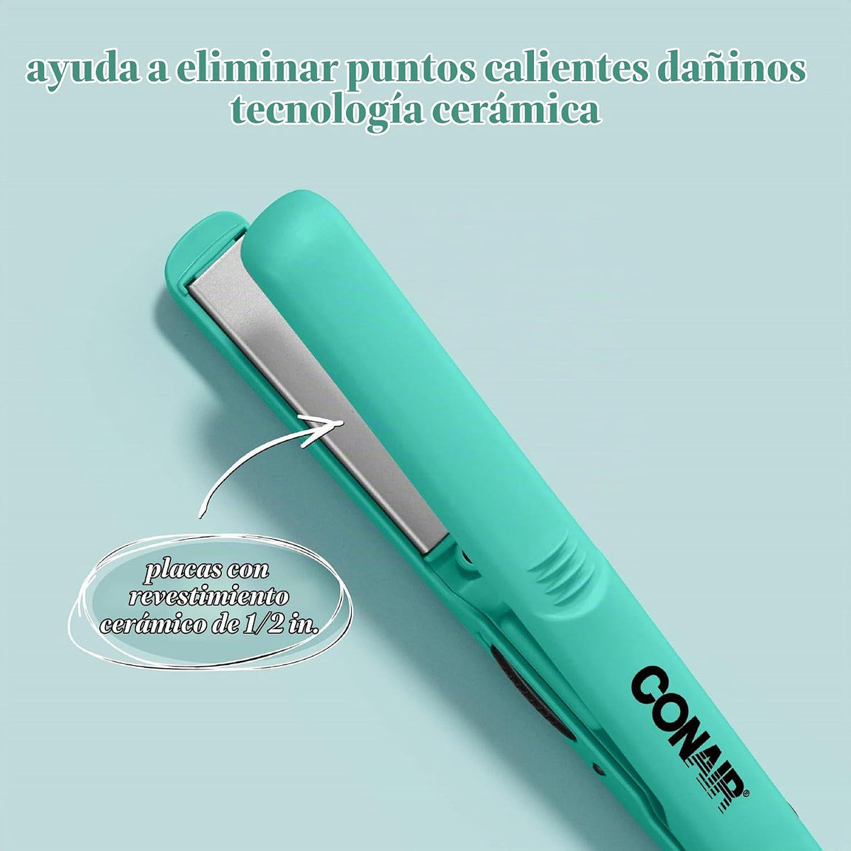 Conair MiniPro Alisador de cerámica, paquete de de 1, Negro