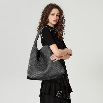 Bolso de mano de mujer con asa superior de cuero vegano tejido a ma...