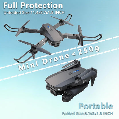 VVDZJX Mini dron con cámara para niños, 2 baterías, 1080P FPV, giro...