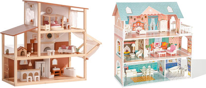 ROBOTIME Casa de muñecas de madera para niños de 3, 4, 5, 6 años, c...