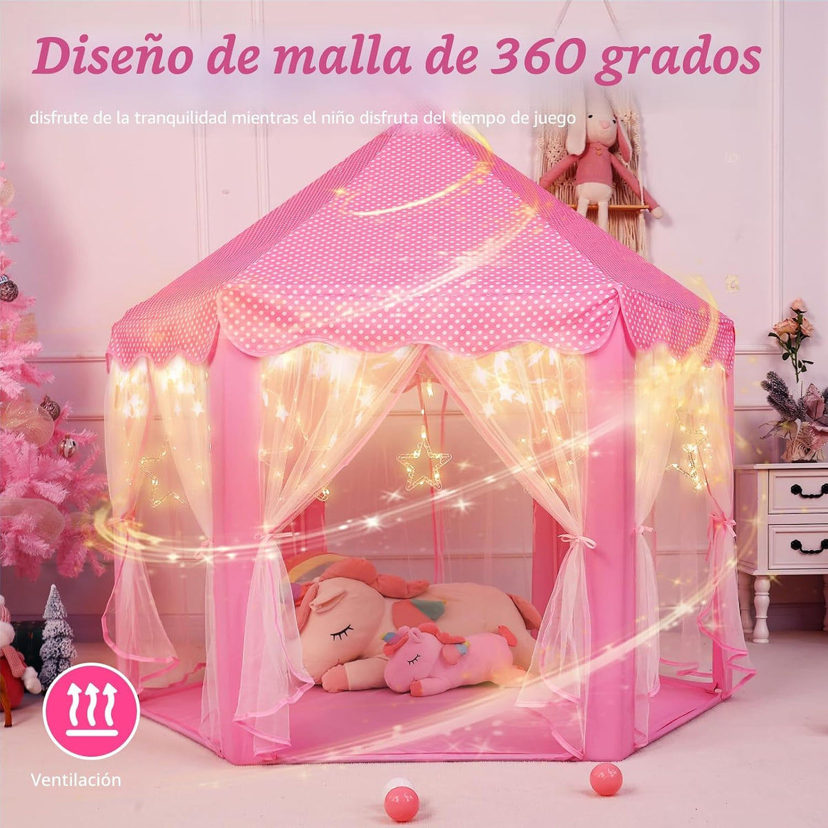 Monobeach - Tienda de campaña estilo castillo de princesa para niña...