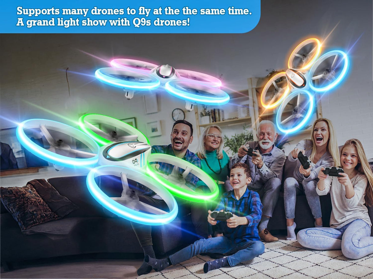 Q9s Drones para niños, dron RC genial con retención de altitud y mo...