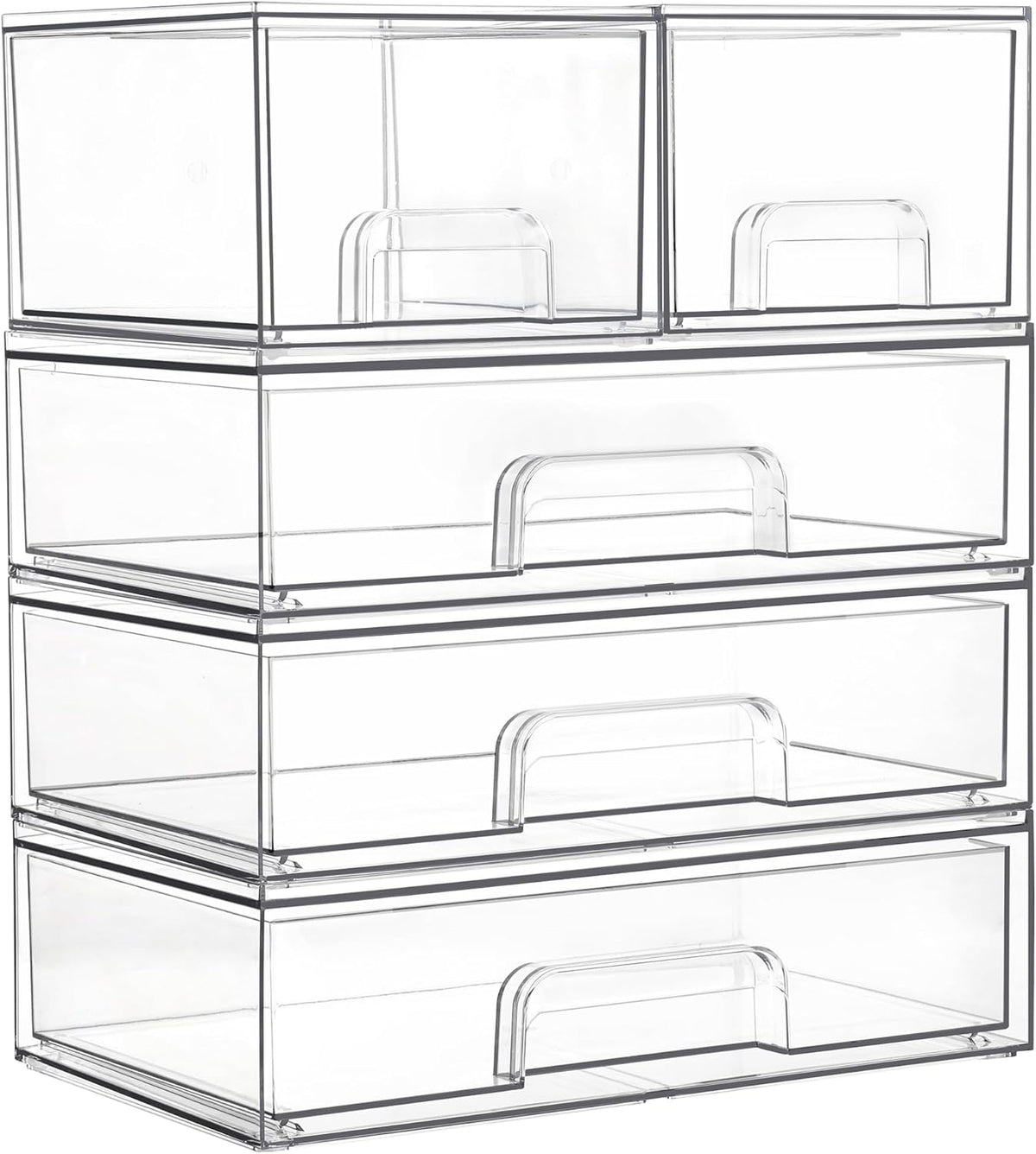 Vtopmart Juego de 5 cajones de almacenamiento apilables transparent...
