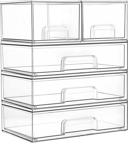 Vtopmart Juego de 5 cajones de almacenamiento apilables transparent...
