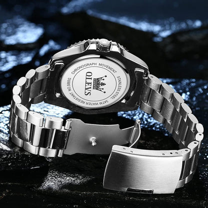 OLEVS Relojes de lujo para hombres grandes de acero inoxidable resi...