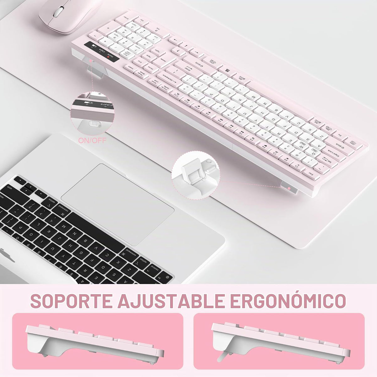 Teclado inalámbrico y mouse combinado silencioso para oficina y hog...