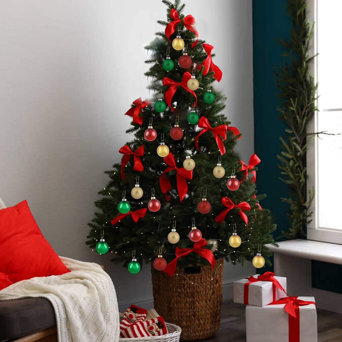 Adornos de bola de Navidad de 30 quilates, decoración de árbol de N...