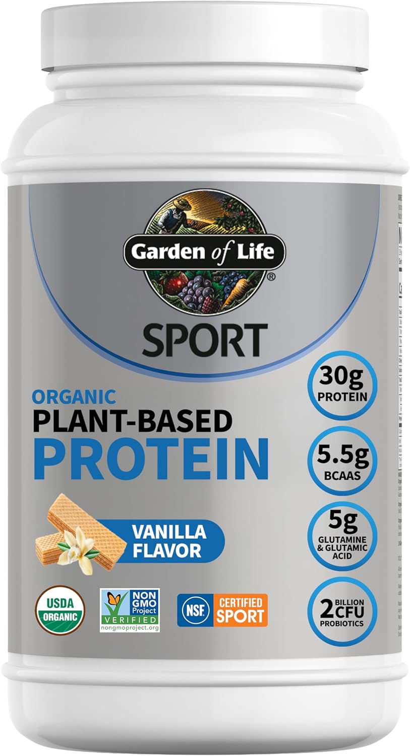 Garden of Life Polvo de proteína vegana orgánica deportiva, vainill...