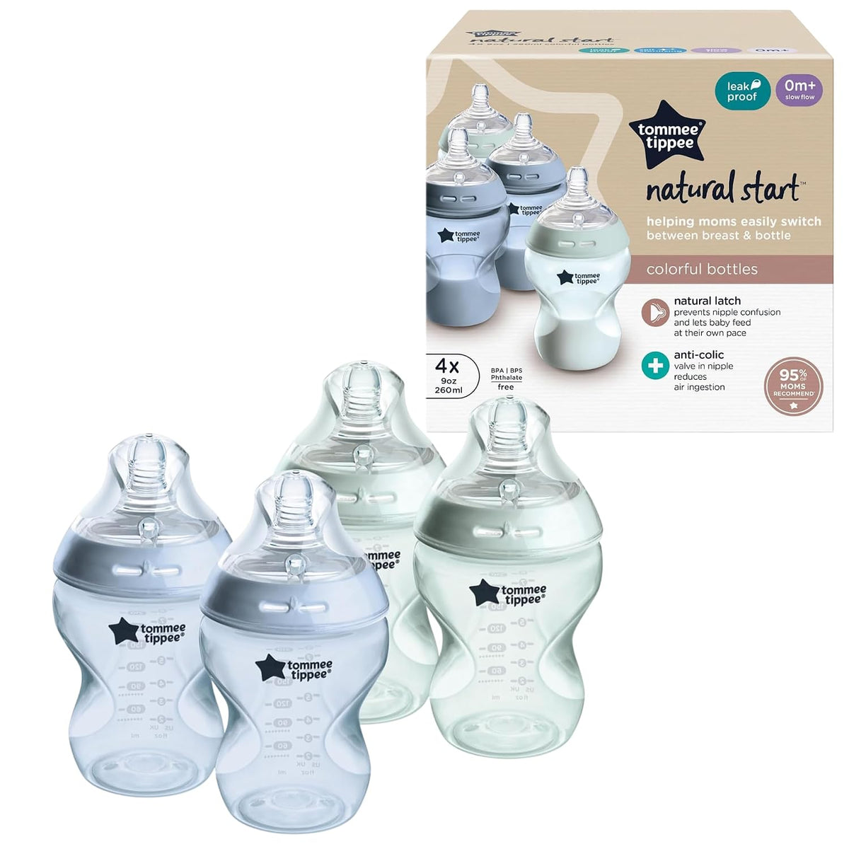 Tommee Tippee Natural Start - Biberones anticólicos de 9 onzas sin...