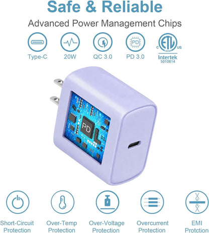 Cargador de carga rápida para iPhone 18, 17, 16, 15, paquete de 3 u...