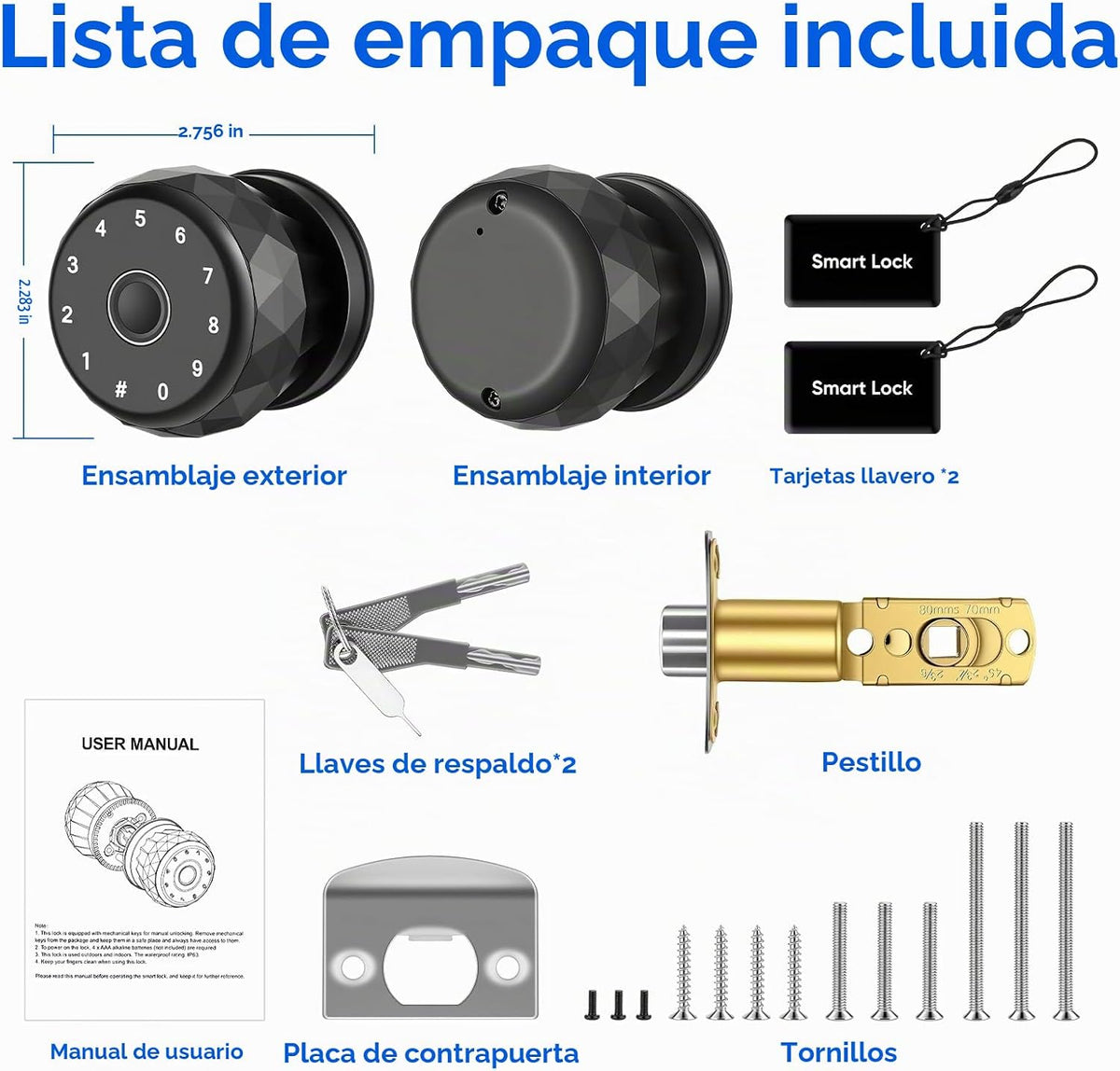 Cerradura de puerta inteligente con huella dactilar con teclado | C...