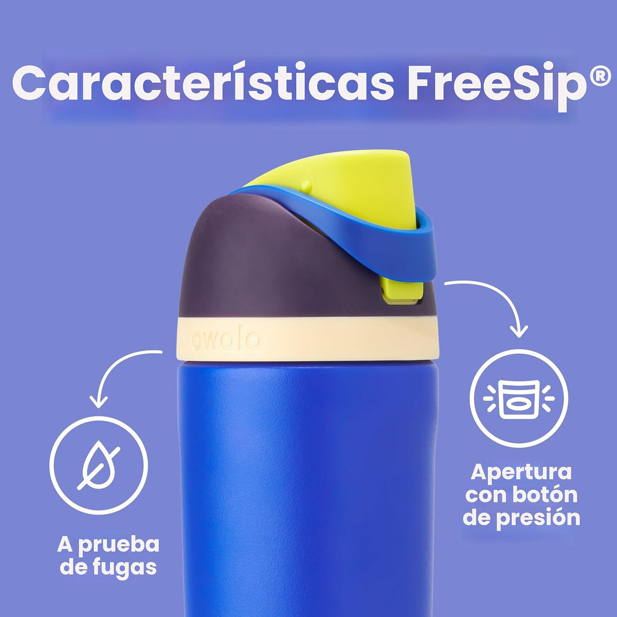 Owala FreeSip - Botella de agua de acero inoxidable para niños, esf...