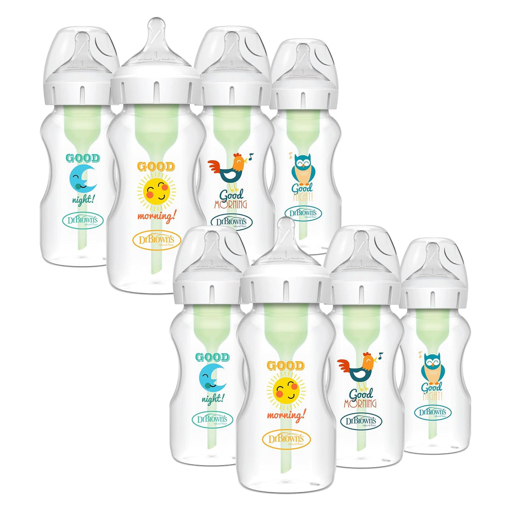 Dr. Brown's Anti-Colic Options+ Biberones de cuello ancho, 9 on...