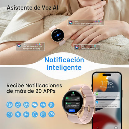 Fitpolo - Reloj inteligente para mujer, rastreador de fitness AMOLE...