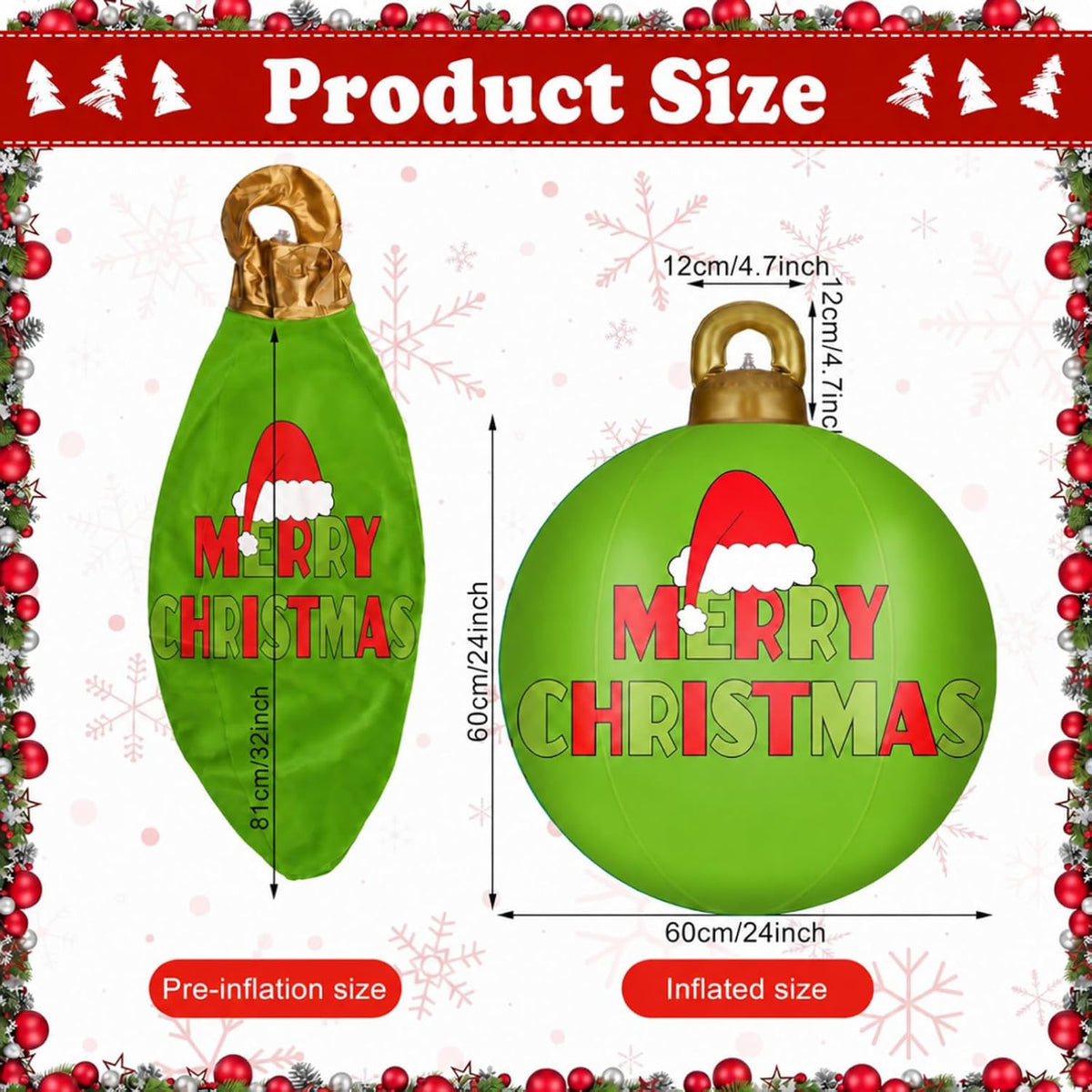 Jetec 2 adornos inflables de Navidad de 32 pulgadas, rojo, verde, b...