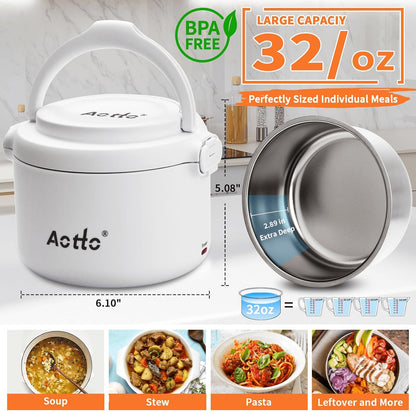Aotto Fiambrera eléctrica, calentador portátil de alimentos de 32 o...