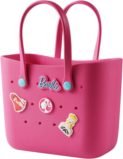 MINISO Barbie - Bolsa de mano reutilizable de goma pequeña, imperme...