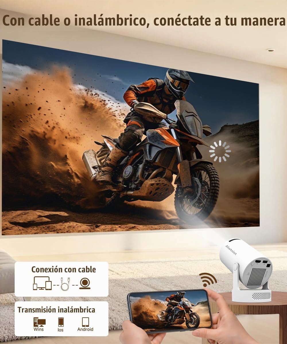 Mini proyector con Wifi y Bluetooth, proyector inteligente portátil...