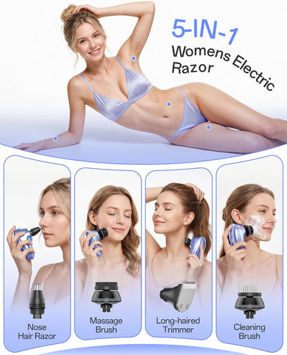 Maquinillas de afeitar eléctricas 5 en 1 para mujer, afeitadoras el...