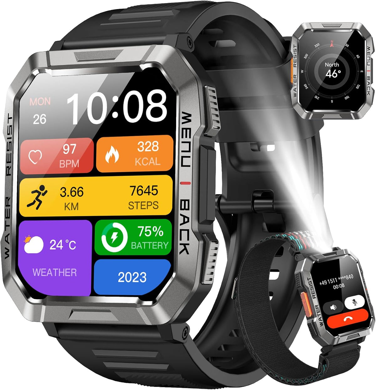 Reloj inteligente militar para hombre (respuesta\/hacer llamadas),...