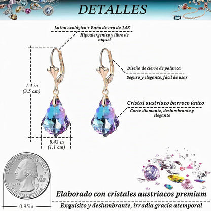 Aretes de cristal austriaco barroco con cierre de palanca para muje...
