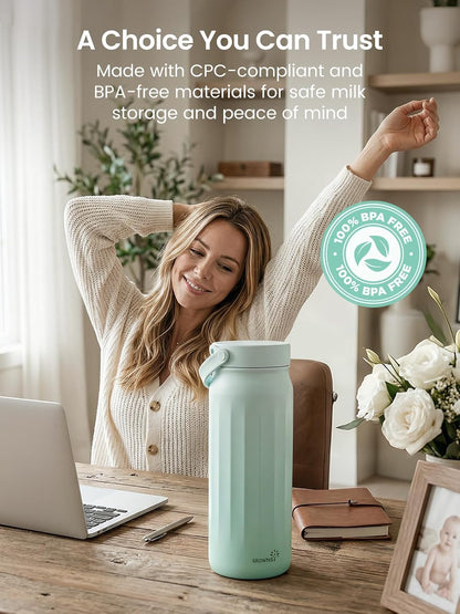 Grownsy Enfriador portátil de leche materna de 22 oz para trabajo y...