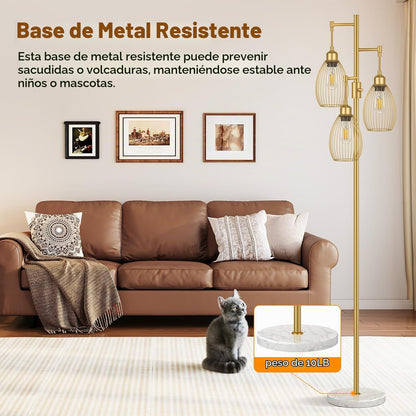 Lámpara de pie regulable, 3 x 800LM bombillas LED incluidas, lámpar...