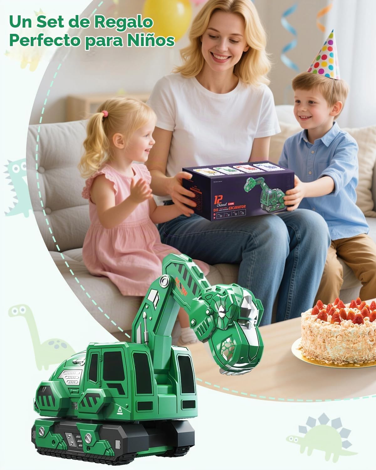 Humzo Excavadora con control remoto para niños de 4 a 7 años, camio...