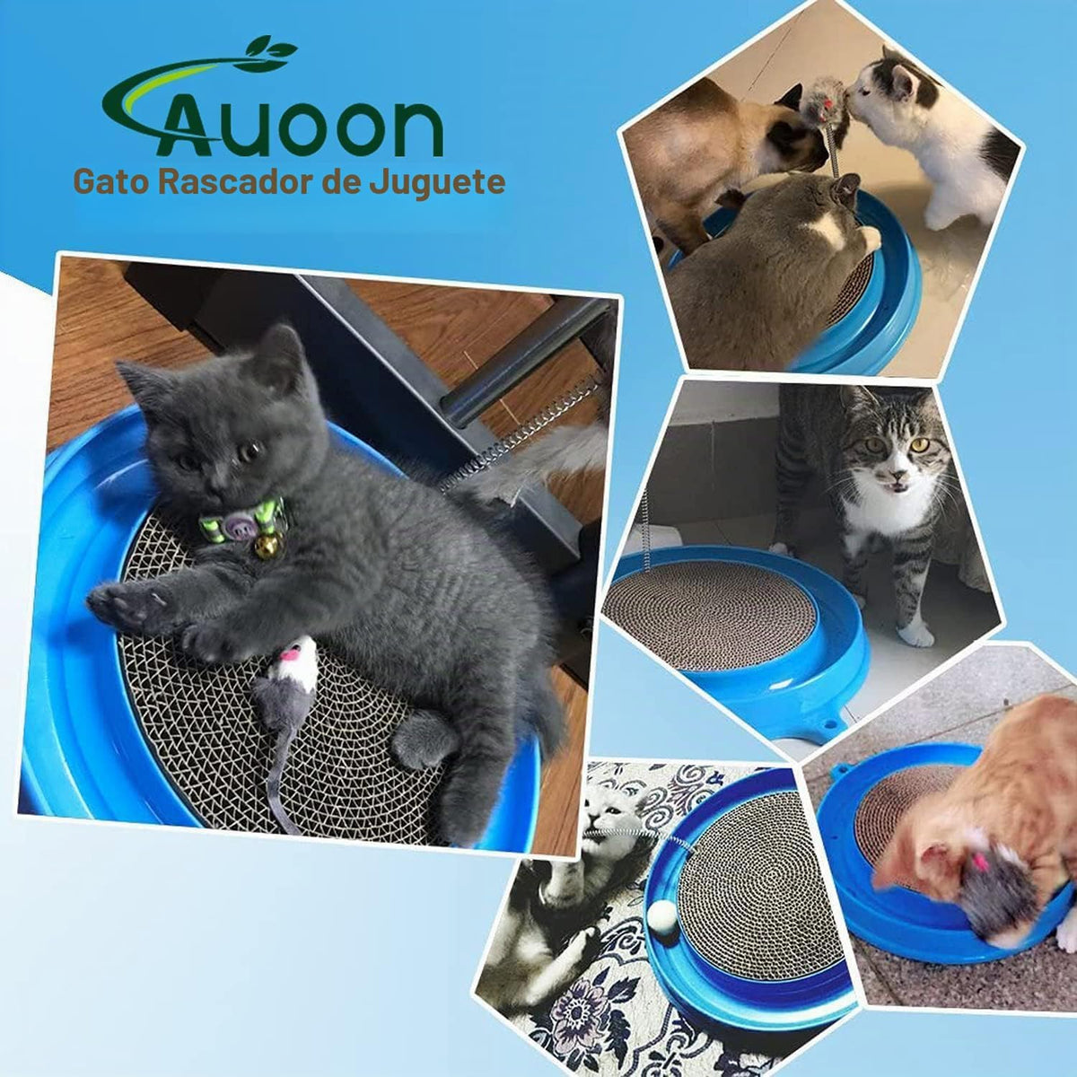 AUOON - Juguete rascador para gatos con pista de bolas para gatos d...