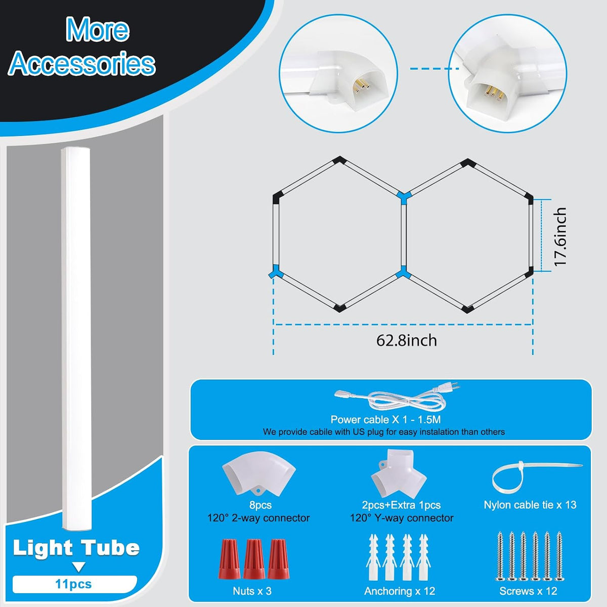LZHOME Luz LED Hexágono para Garaje: 12700LM Luz para Tienda de Det...