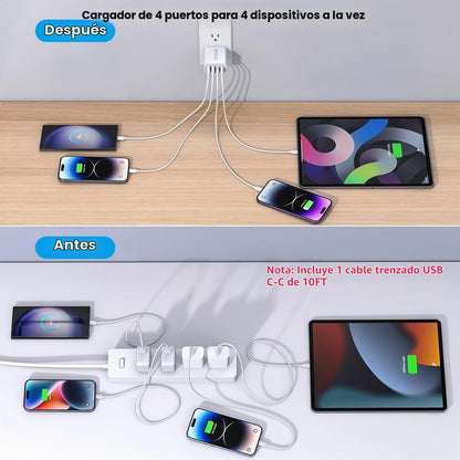 Cable de carga rápida tejido USB C-C de 10 pies, cargador de pared...