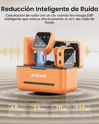 KUKIHO Micrófono Lavalier inalámbrico para iPhone, iPad y Android c...