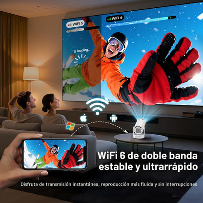 Philoent Mini proyector con WiFi 6 y BT 5.4, aplicaciones integrada...