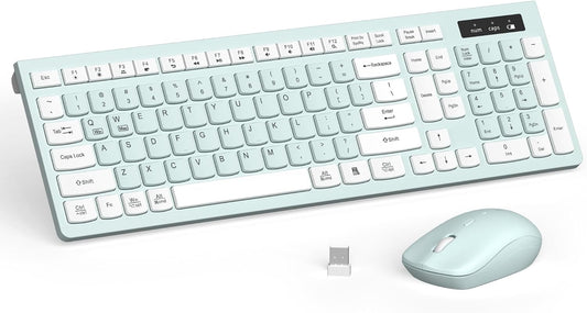 Combo silencioso de teclado y mouse inalámbricos para oficina y hog...