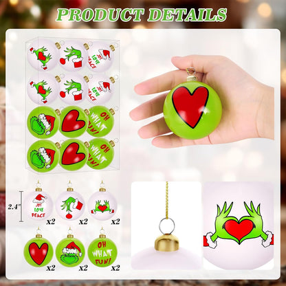Decoraciones navideñas, juego de 12 adornos navideños verdes y blan...