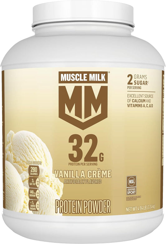 Muscle Milk Polvo de Proteína Genuina, Crema de Vainilla, 32g de Pr...