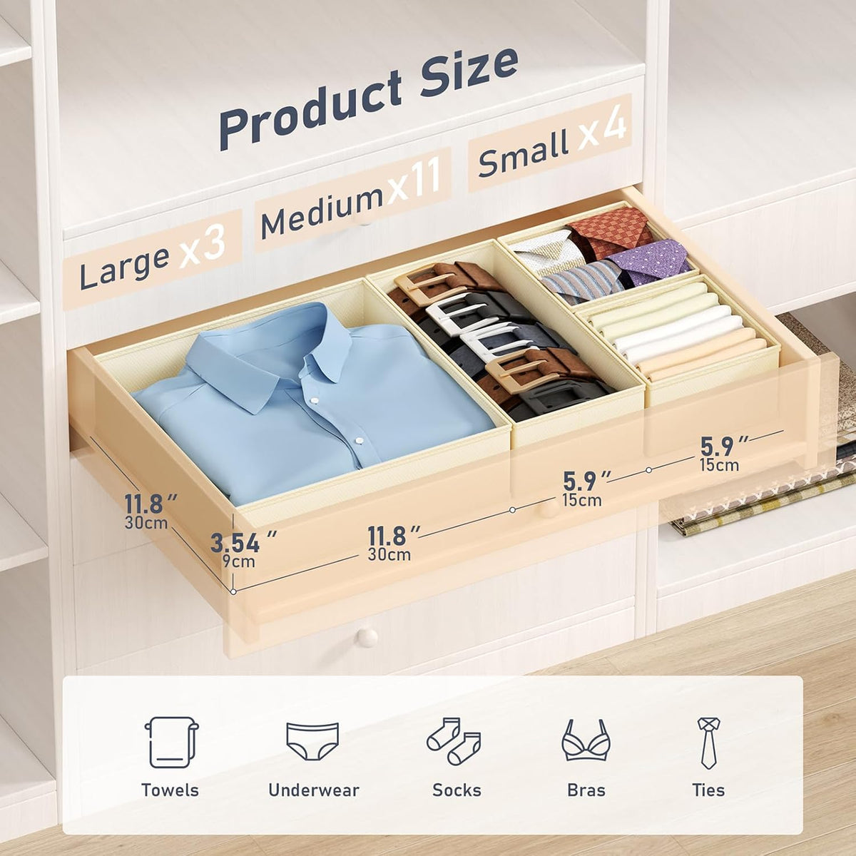 DIMJ Organizador de Cajones para Almacenamiento de Ropa - Paquete d...
