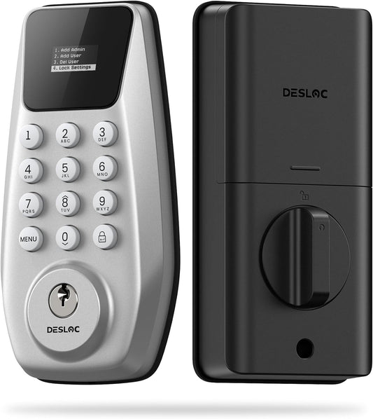 DESLOC Cerradura de puerta de entrada sin llave C100 con pantalla v...