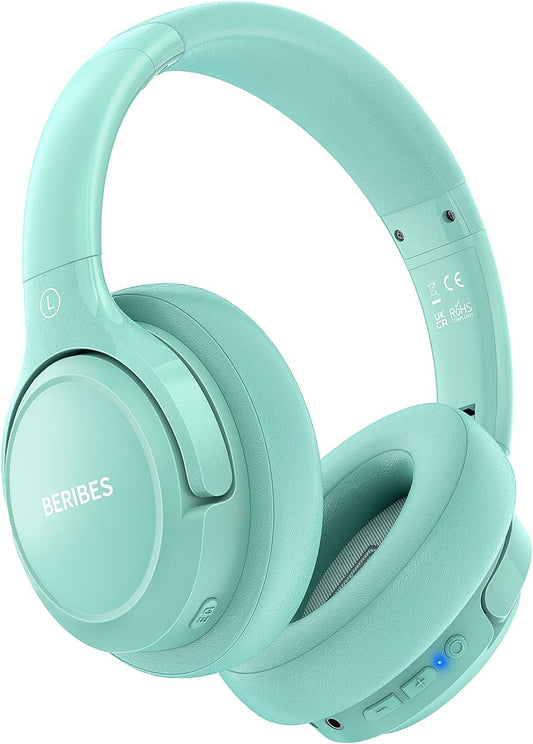 BERIBES Auriculares Bluetooth sobre la oreja Auriculares estéreo in...