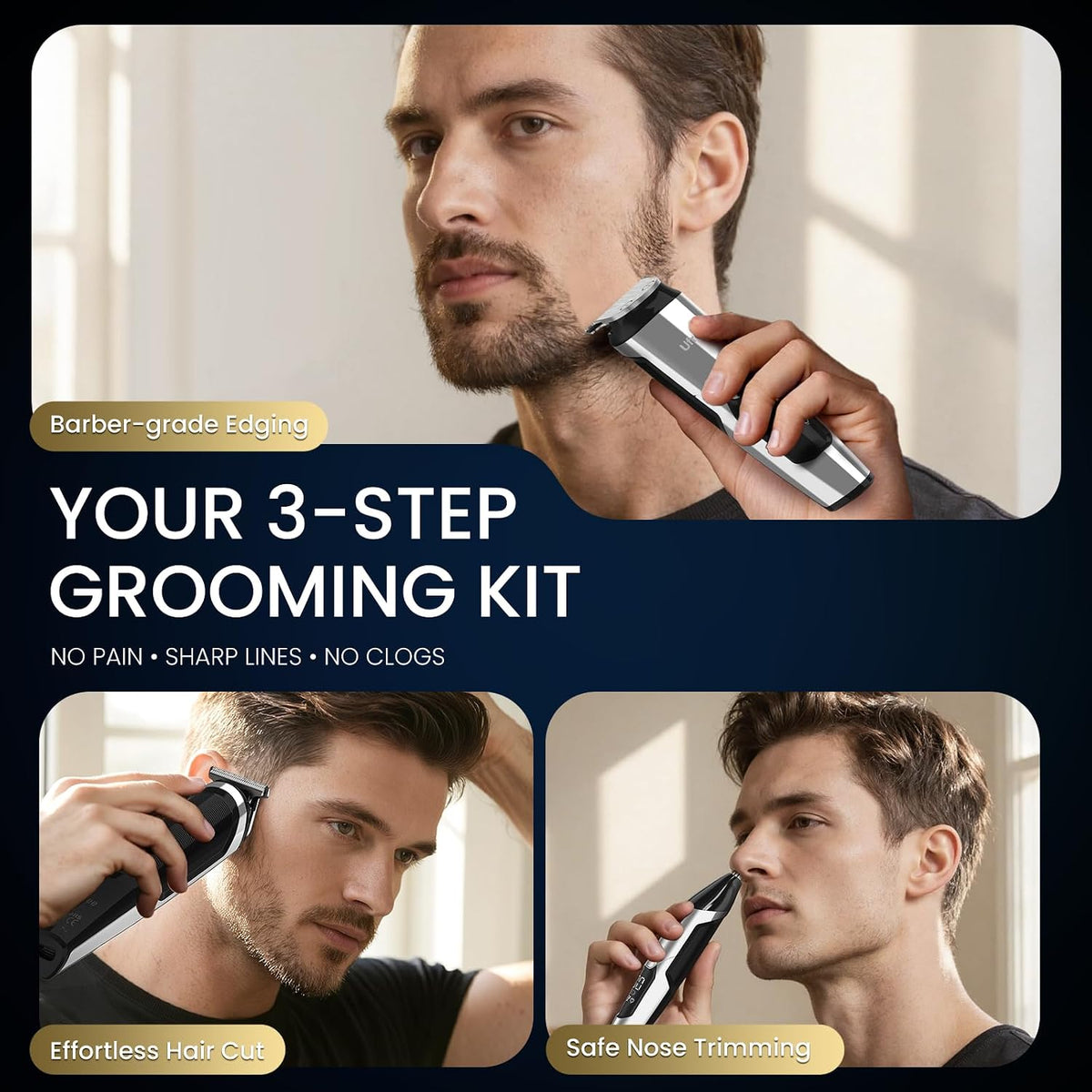 Ufree Recortadora de barba 3 en 1 para hombres, afeitadora eléctric...