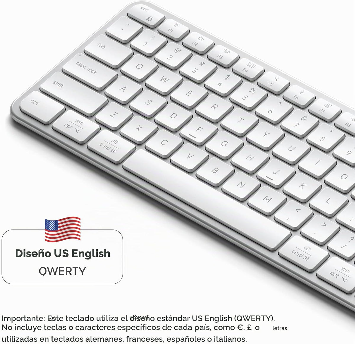 Satechi Teclado inalámbrico Slim EX3, teclado de tamaño completo co...