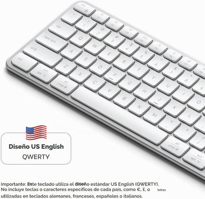 Satechi Teclado inalámbrico Slim EX3, teclado de tamaño completo co...
