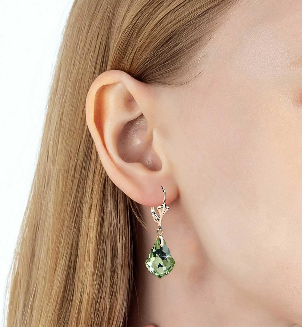 Aretes de cristal austriaco barroco con cierre de palanca para muje...