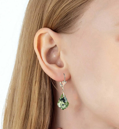 Aretes de cristal austriaco barroco con cierre de palanca para muje...