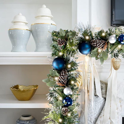 WANNA-CUL Guirnalda de Navidad preiluminada de 9 pies con luces | G...