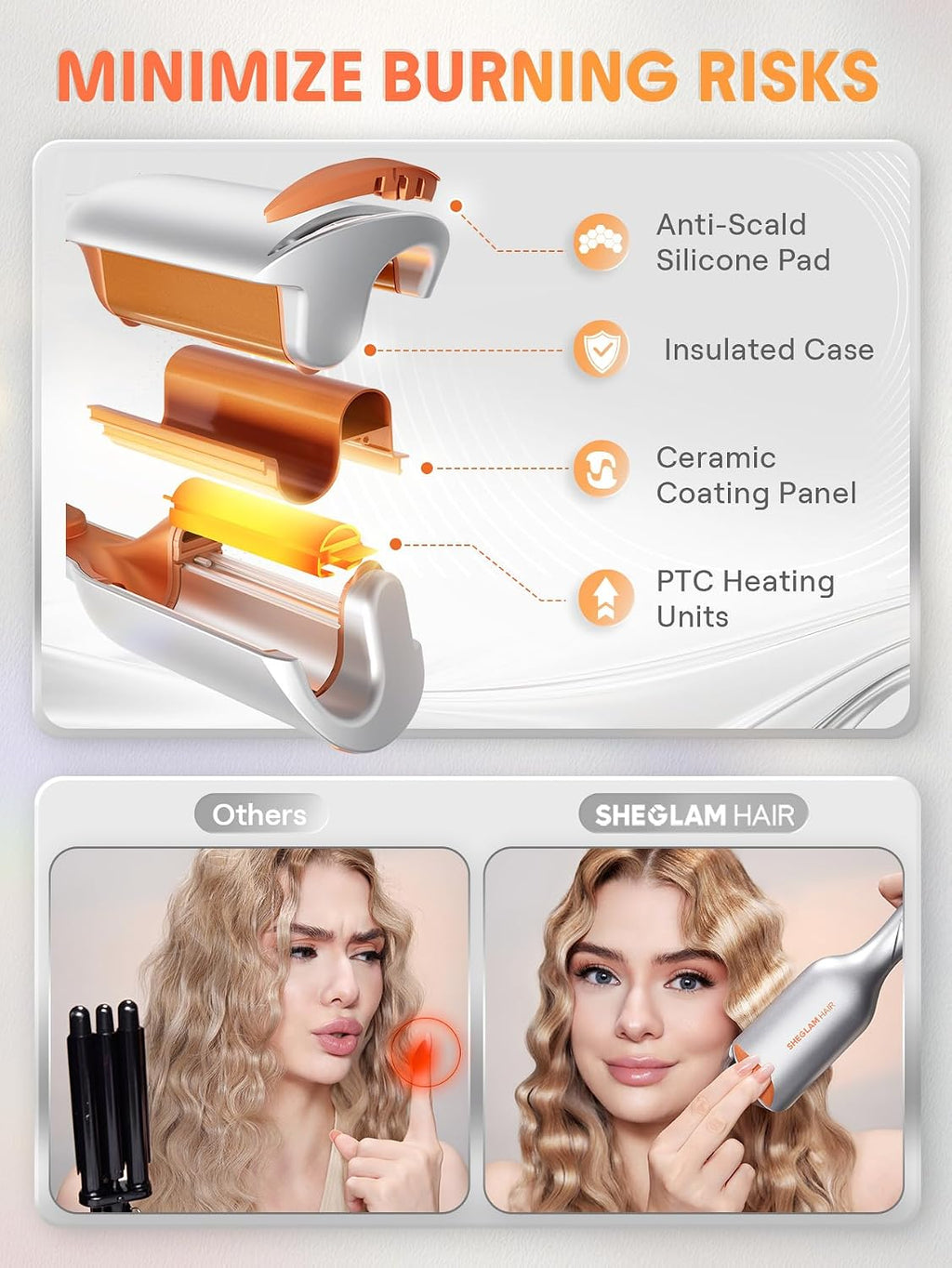 SHEGLAM Onduladora profunda de 0.75 pulgadas para cabello corto, li...