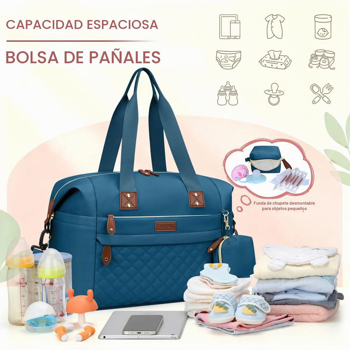 Pritent Bolsa de Pañales Tipo Tote - Bolsas de Pañales para Bebé, I...